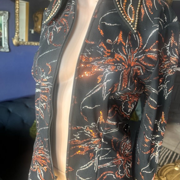 Black Orange and Silver Equestrian Show Jacket for Women in S/M - Picture 6 of 6